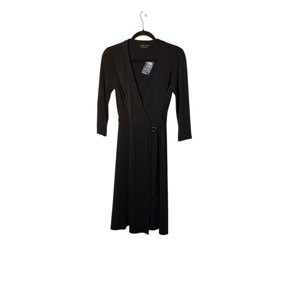 BCBG women’s black midi length wrap dress size small - Picture 2 of 4